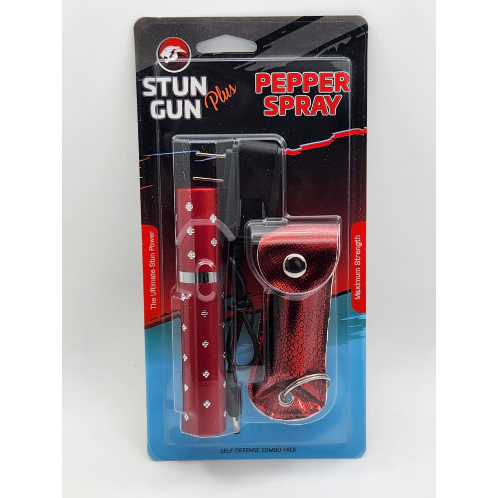 Red Lipstick Stun Gun and Pepper Spray Combo for Self Defense - Tophatter's Guns'N'Weapons Store Collectible Weapons - Tophatter Daily Deals