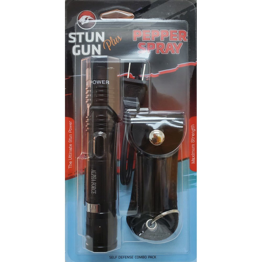 Black Flash Light Stun Gun and Pepper Spray Combo for Self Defense - TOPHATTER'S ARMORY DEALS Collectible Weapons - Tophatter Daily Deals
