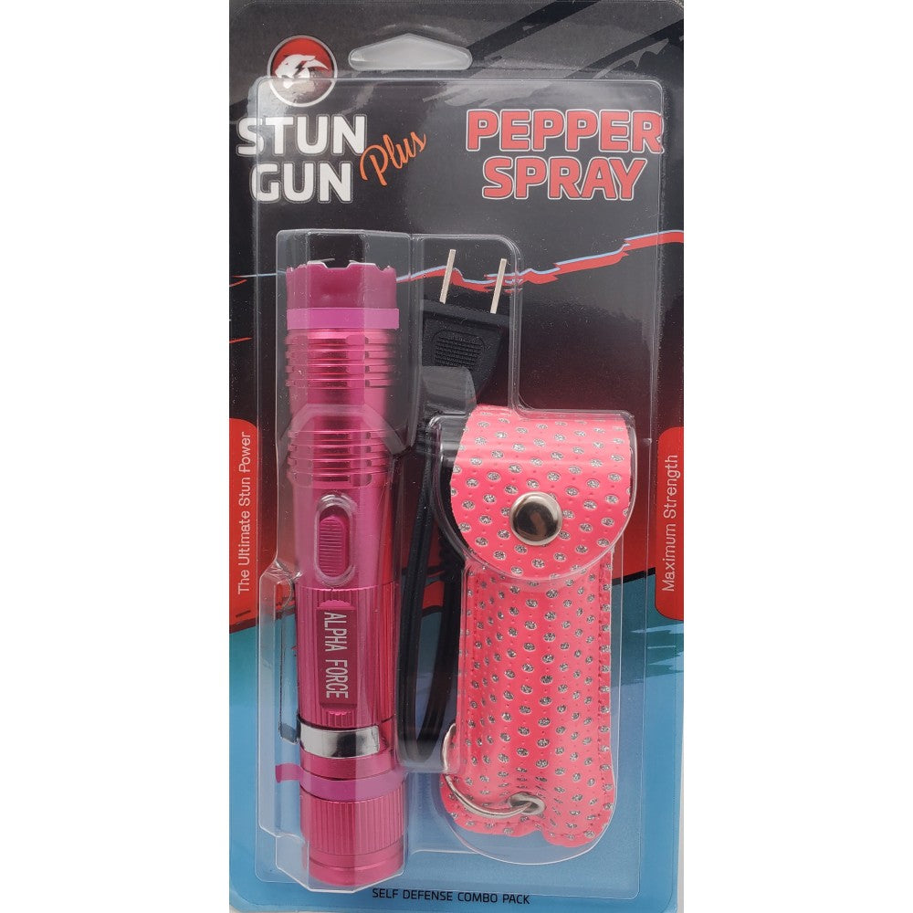 Pink Flash Light Stun Gun and Pepper Spray Combo for Self Defense Collectible Weapons - Tophatter Daily Deals