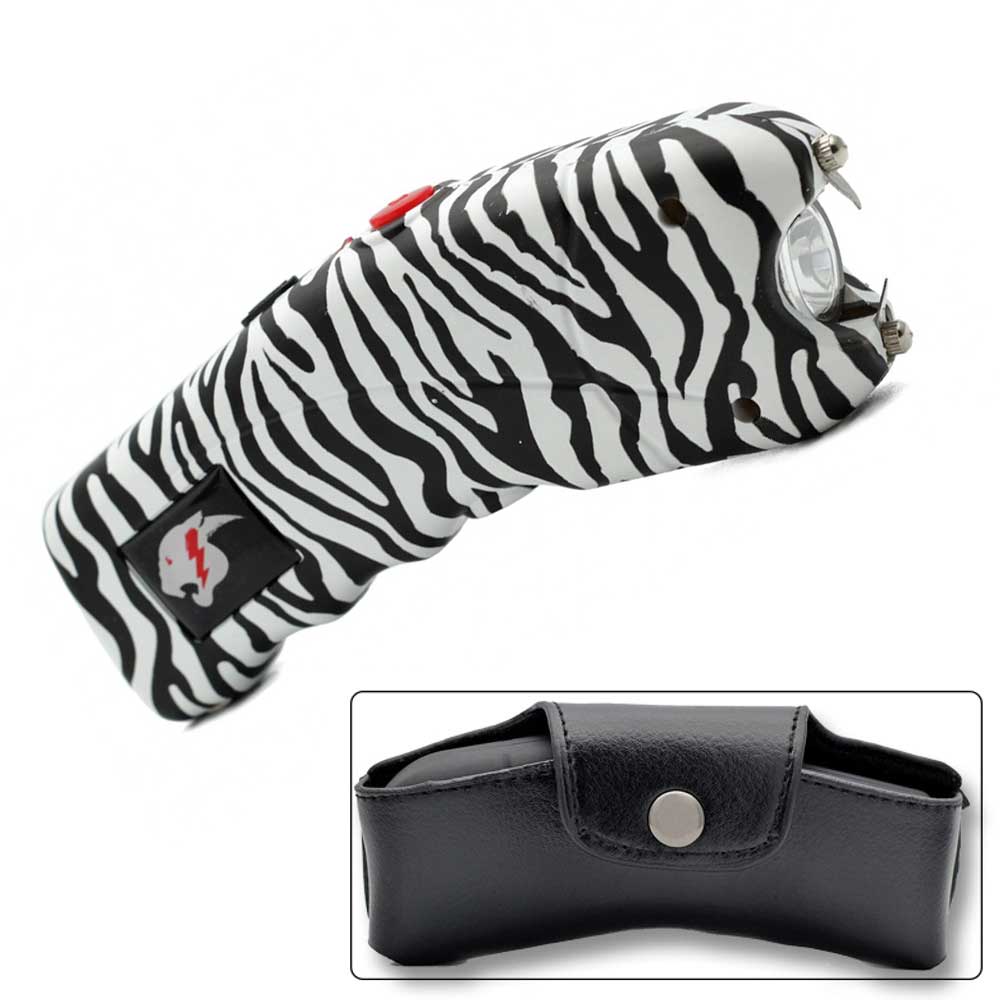 Zebra Print Cyclone Rechargeable Stun Gun With LED Light and Alarm Collectible Weapons - Tophatter Daily Deals