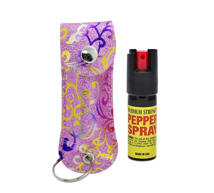 Designer Pink Flower Case Keychain Personal Defense Pepper Spray OC-18 1/2 oz - Tophatter's Guns'N'Weapons Store Collectible Weapons - Tophatter Daily Deals
