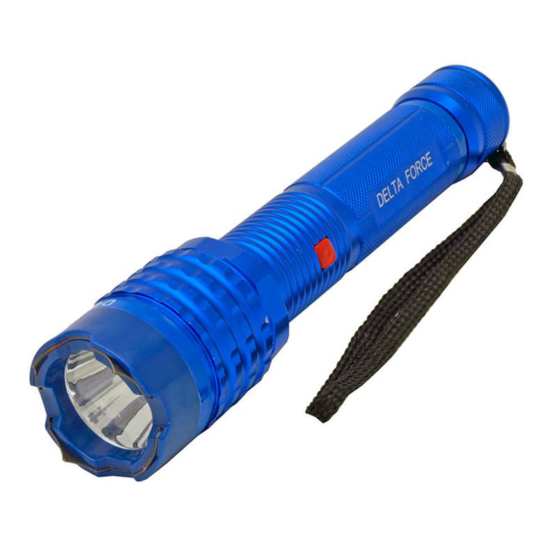 Delta Force Blue Metal Stun Gun 10 Million Volt Rechargeable LED Flashlight - Tophatter's Inc. Weapons Store Online Collectible Weapons - Tophatter Daily Deals
