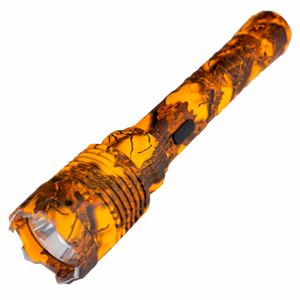 Special Force Tactical Metal Stun Gun Orange Camo Rechargeable LED Flashlight - Tophatter's Guns'N'Weapons Store Collectible Weapons - Tophatter Daily Deals