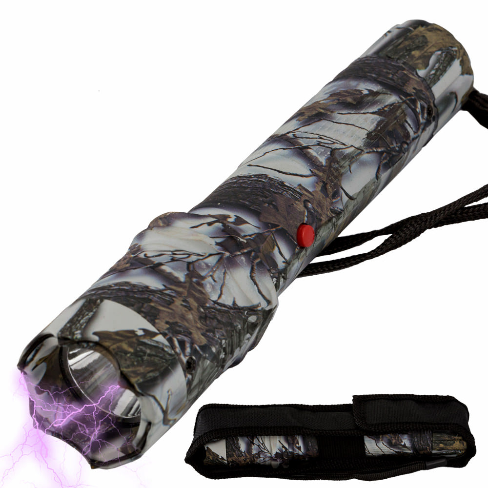 Tactical Elite Force Metal Stun Gun Rechargeable LED Flashlight Snow Camo - Tophatter's Guns'N'Weapons Store Collectible Weapons - Tophatter Daily Deals