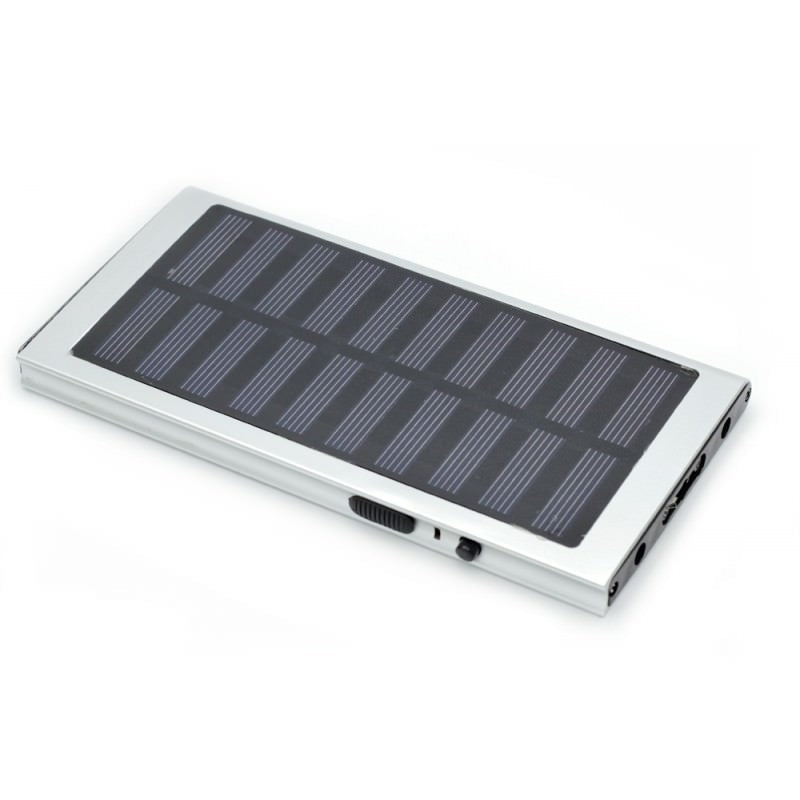 Silver Survival 3 In 1 Solar Rechargeable Stun Gun, Flashlight & Power Bank Collectible Weapons - Tophatter Daily Deals