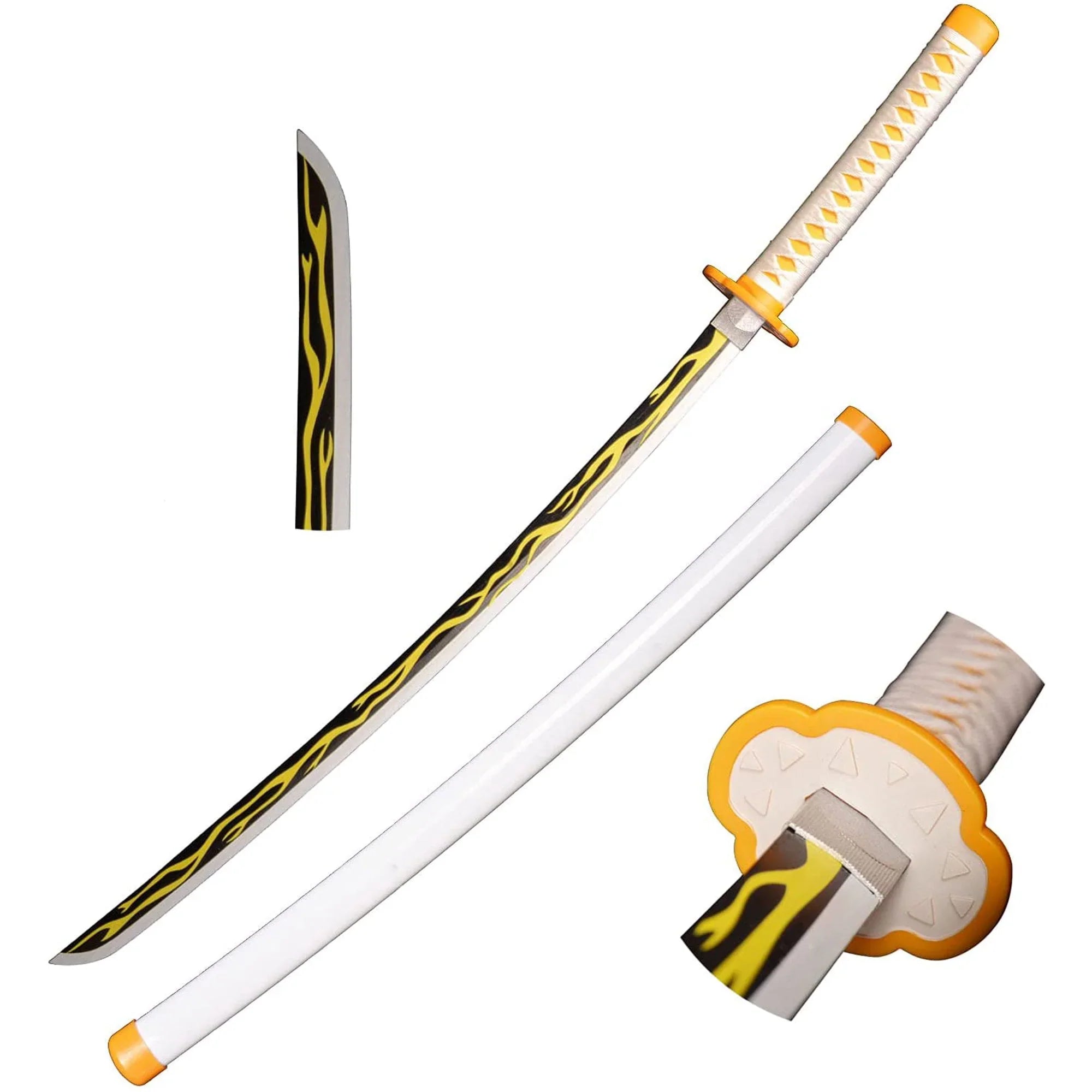TRADITIONAL STAINLESS STEEL METAL ANIME COSPLAY SAMURAI KATANA - WHITE AND ORANGE - Tophatter Daily Deals