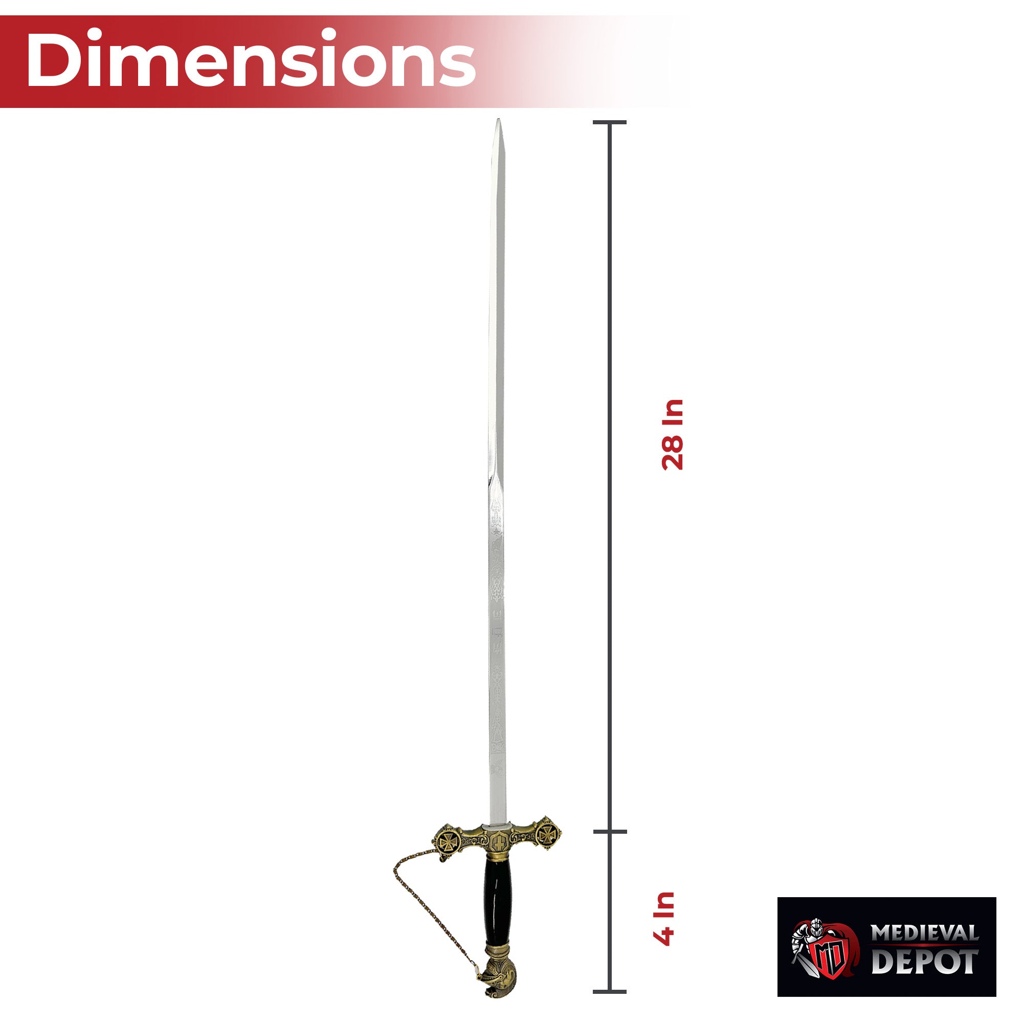 Chronicle of Chivalry Templar Knights Ornate Sword Swords - Tophatter Daily Deals