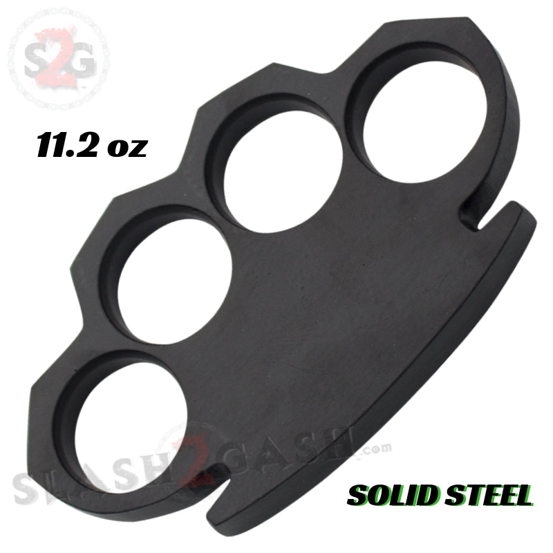 Steam Punk Knuckles Solid Black Steel Closed Paper Weight - 11.2 oz Belt Buckle - Tophatter Daily Deals