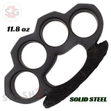 Steam Punk Knuckles Solid Black Steel Open Paper Weight - 11.2 oz With Leather Belt Buckle - Tophatter Daily Deals