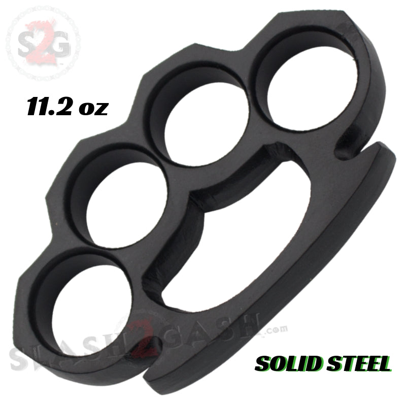 Steam Punk Knuckles Solid Black Steel Open Paper Weight - 11.2 oz Without Leather Belt Buckle - Tophatter Daily Deals