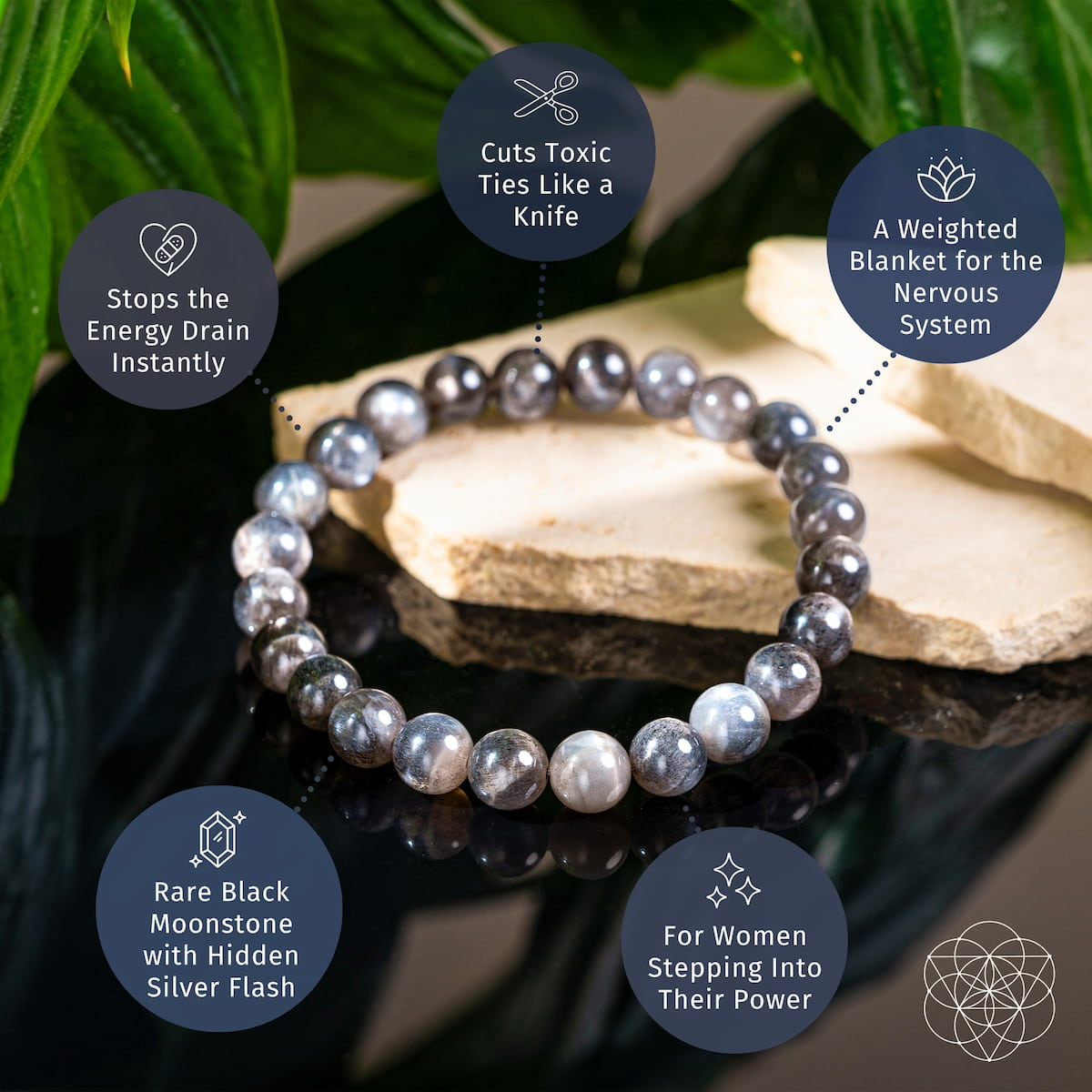 The Empath’s Cord Cutter – Black Moonstone Bracelet Bracelets - Tophatter Daily Deals