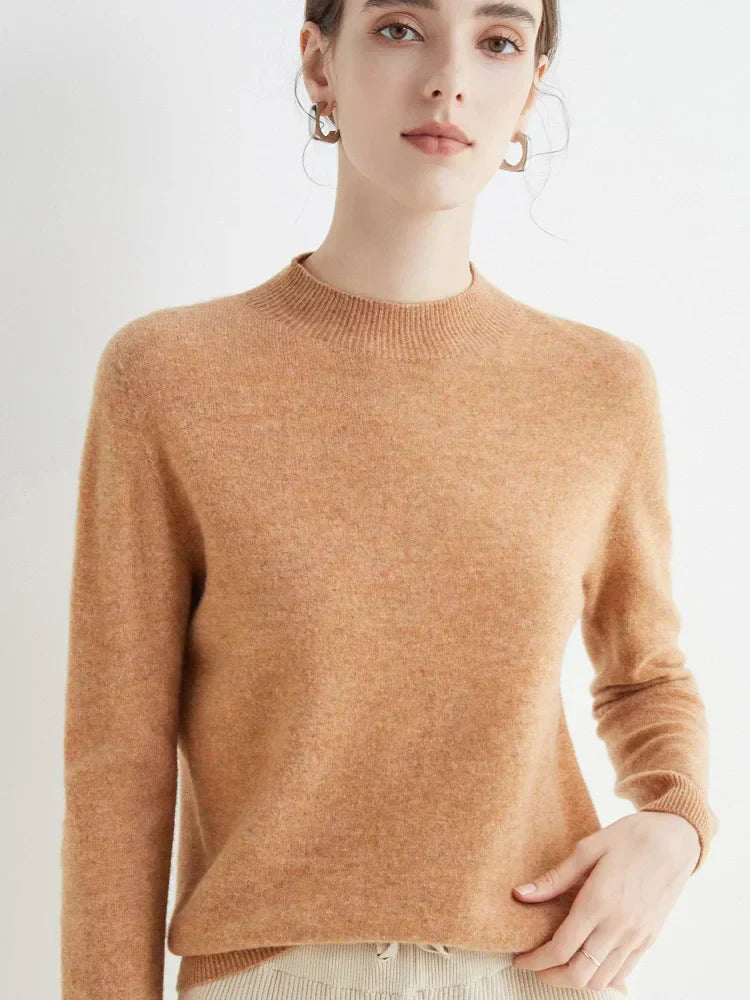 Soft Classic Women’s Pullover - Mock Neck, Wool, Work Khaki - Tophatter Daily Deals