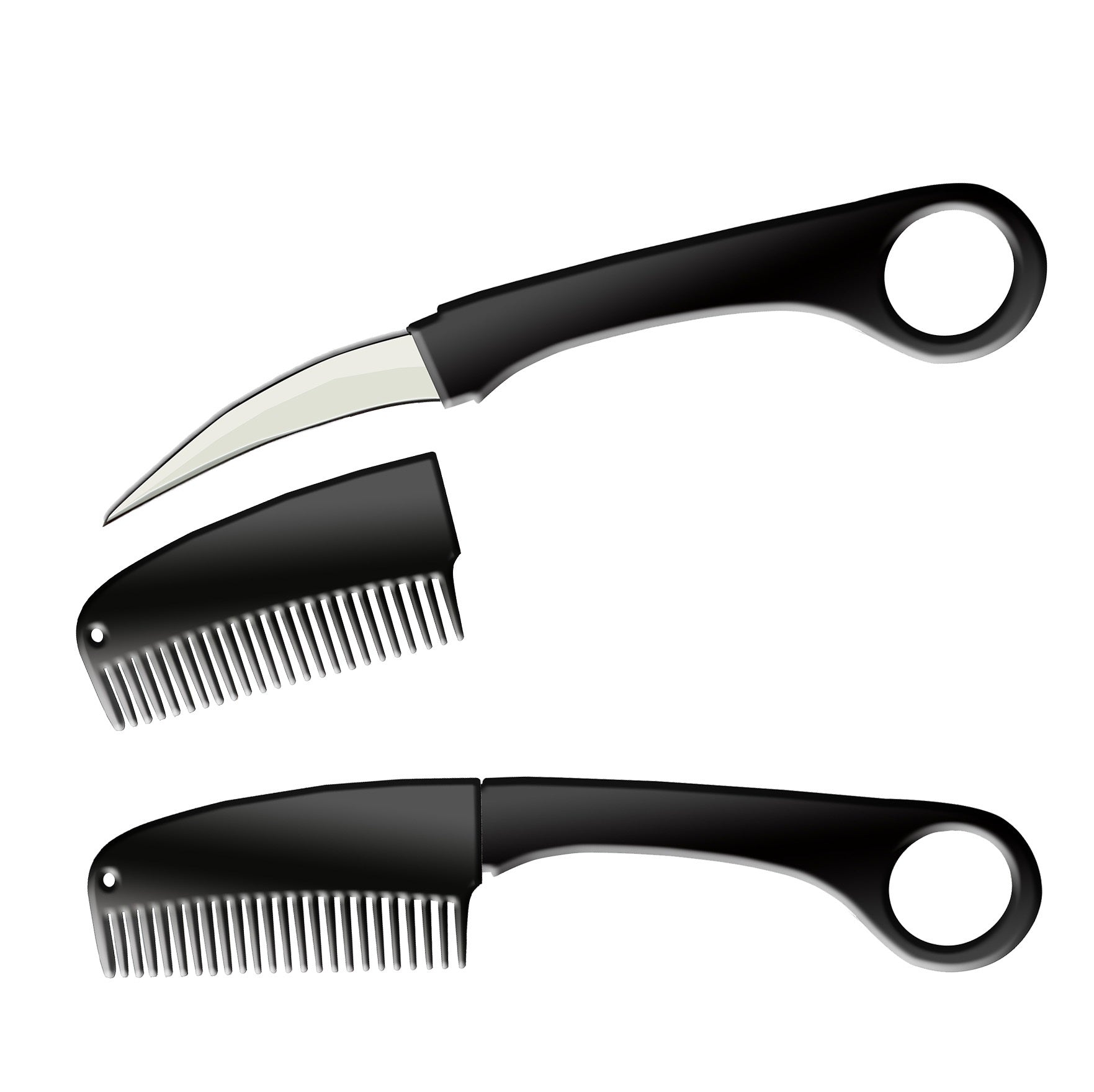Black Karambit Hidden Blade Self Defense Brush Comb Knife - TOPHATTER'S ARMORY DEALS Collectible Weapons - Tophatter Daily Deals