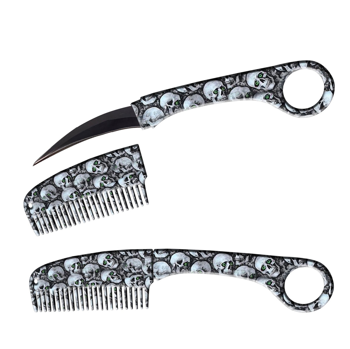 Skulls Karambit Hidden Blade Self Defense Brush Comb Knife - Tophatter's Guns'N'Weapons Store Collectible Weapons - Tophatter Daily Deals