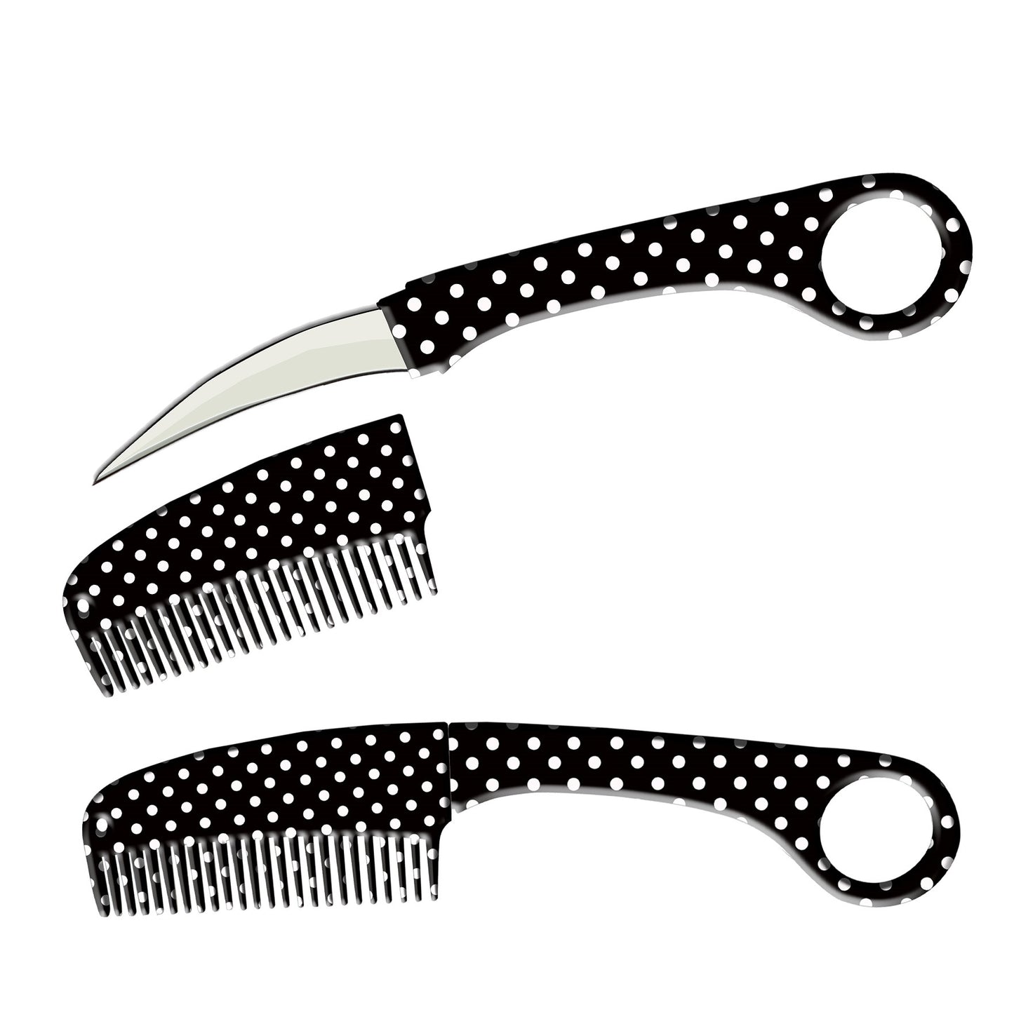 Polka Dot Karambit Hidden Blade Self Defense Brush Comb Knife Collectible Weapons - Tophatter Daily Deals