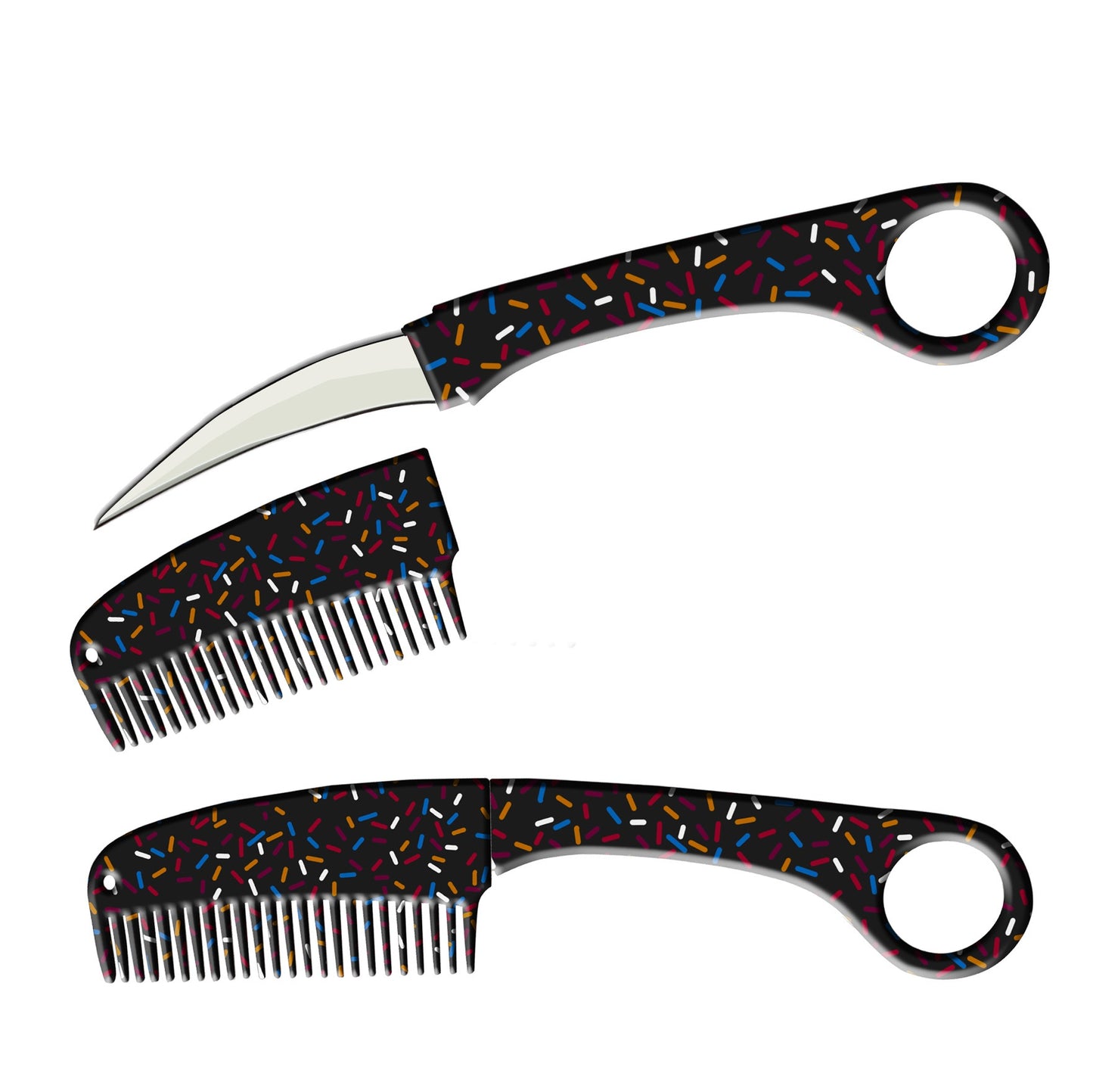 Black Sprinkles Karambit Hidden Blade Self Defense Brush Comb Knife - Tophatter's Inc. Weapons Store Online Collectible Weapons - Tophatter Daily Deals