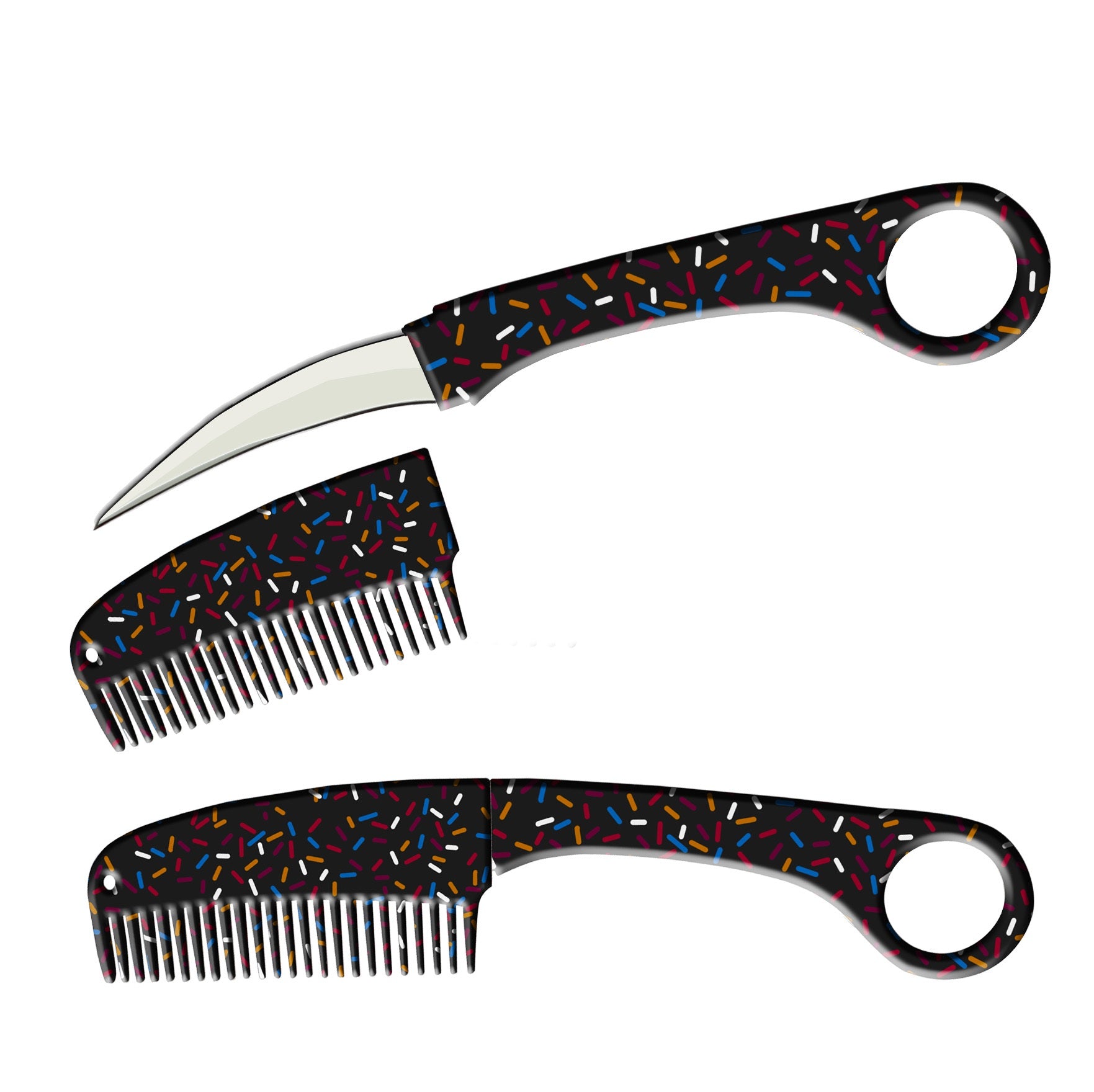 Black Sprinkles Karambit Hidden Blade Self Defense Brush Comb Knife - Tophatter's Guns'N'Weapons Store Collectible Weapons - Tophatter Daily Deals