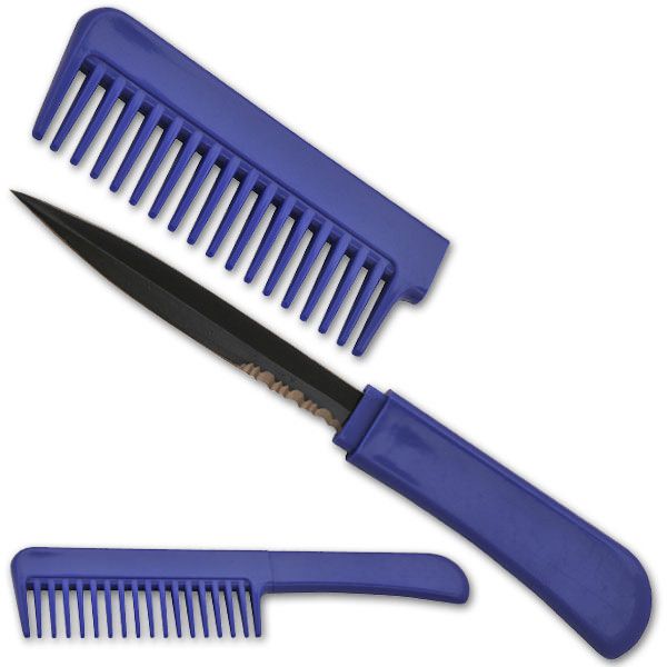 Blue Comb With Hidden Knife - Comb Knife - Tophatter's Army Products & Self Defense Collectible Weapons - Tophatter Daily Deals