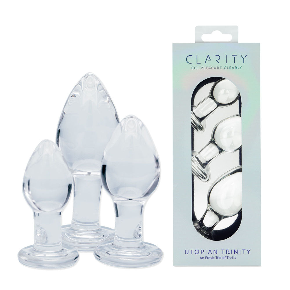 Utopian Trinity – Premium Borosilicate Glass Butt Plug Set Small, Medium, and Large Sizes > Glass > Toys - Tophatter Daily Deals