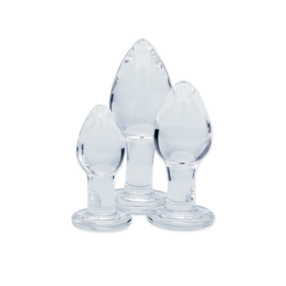 Utopian Trinity – Premium Borosilicate Glass Butt Plug Set Small, Medium, and Large Sizes > Glass > Toys - Tophatter Daily Deals