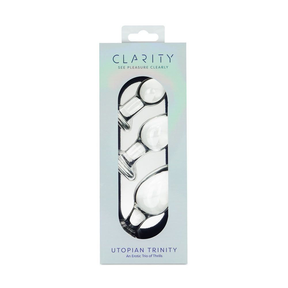 Utopian Trinity – Premium Borosilicate Glass Butt Plug Set Small, Medium, and Large Sizes > Glass > Toys - Tophatter Daily Deals