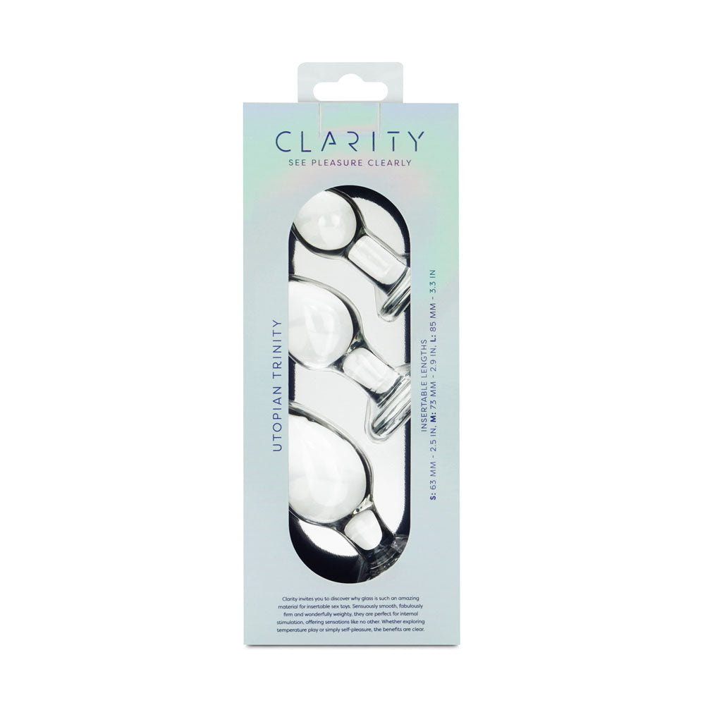 Utopian Trinity – Premium Borosilicate Glass Butt Plug Set Small, Medium, and Large Sizes > Glass > Toys - Tophatter Daily Deals