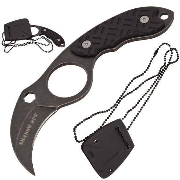 Shadow Ops Neck Knife Karambit Blade With Wrench Hole and Kydex Sheath - Tophatter's Army Products & Self Defense Collectible Weapons - Tophatter Daily Deals