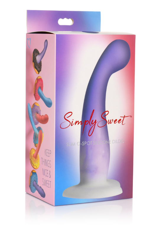Simply Sweet 7 Inch Slim G-Spot Silicone Dildo Purple and White > Dildos > Neutral Dildos - Tophatter Daily Deals