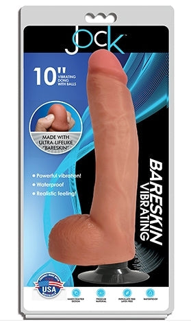 JOCK 10 Inch Bareskin Vibrating Dong with Balls in Vanilla > Dildos > Large Dildos - Tophatter Daily Deals