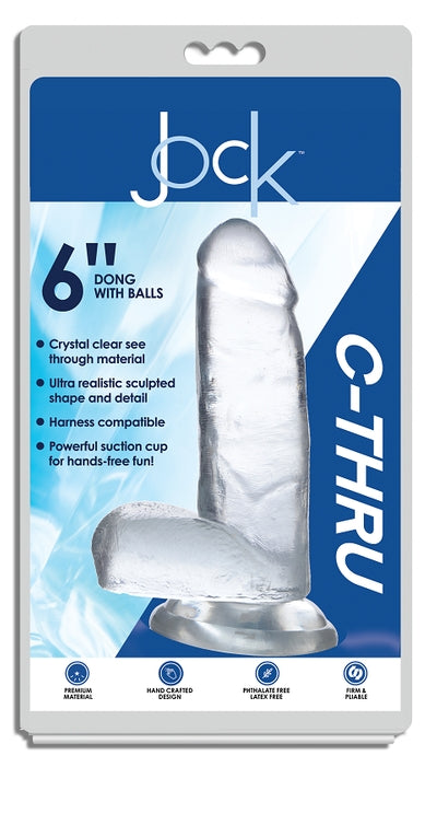 JOCK C-Thru 6 Inch Clear TPE Dong with Balls and Suction Cup > Dildos > Realistic Dildos - Tophatter Daily Deals