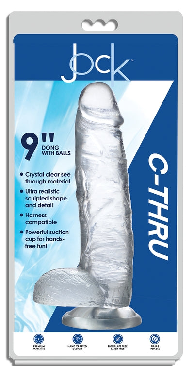 JOCK C-Thru 9 Inch Clear TPE Dong with Balls and Suction Cup > Dildos > Large Dildos - Tophatter Daily Deals