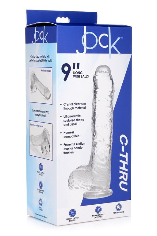 JOCK C-Thru 9 Inch Clear Dong with Balls > Dildos > Large Dildos - Tophatter Daily Deals