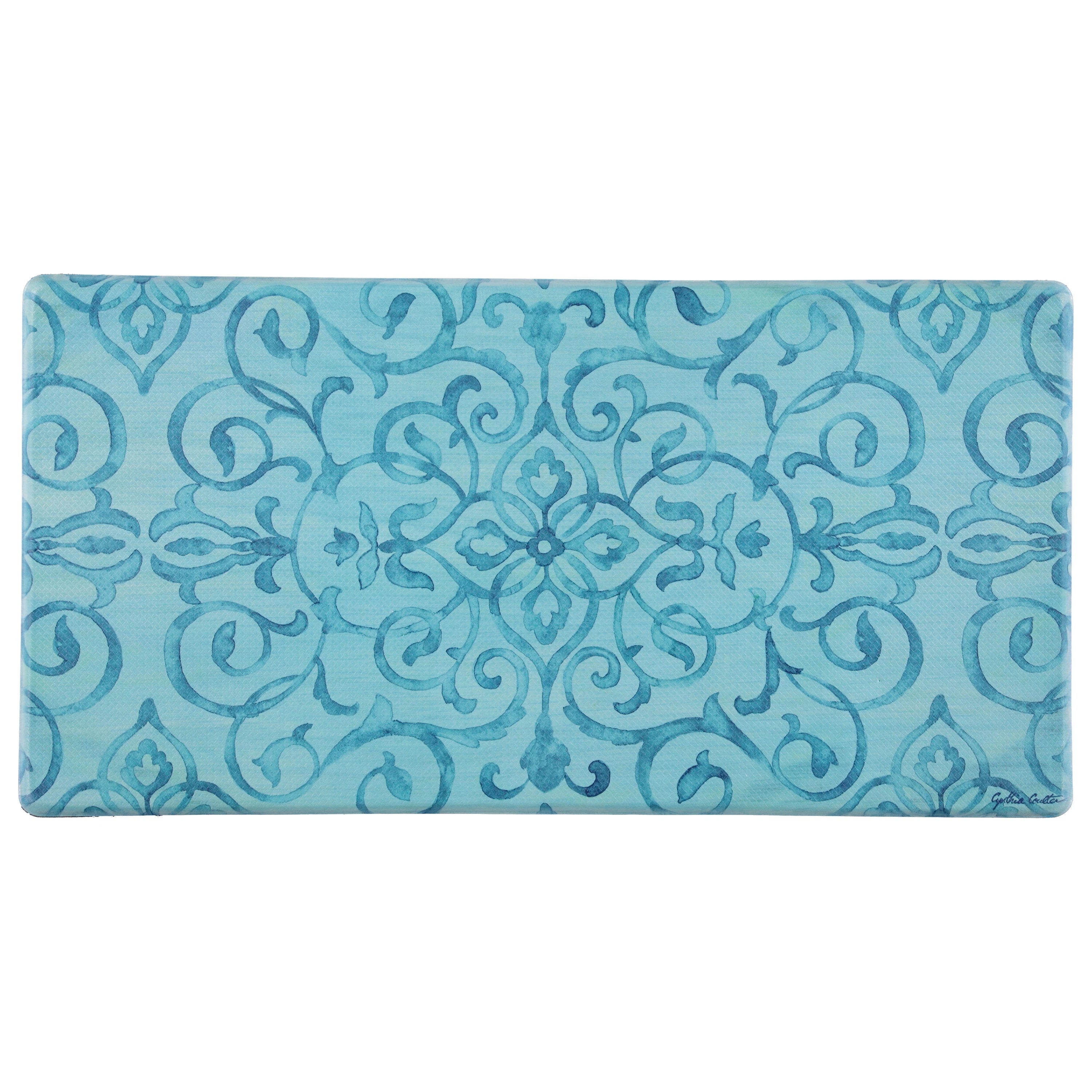 20"x39" Anti-Fatigue Embossed Floor Mat (RUSTIC MEDALLION) Blue Anti-Fatigue Mats - Tophatter Daily Deals