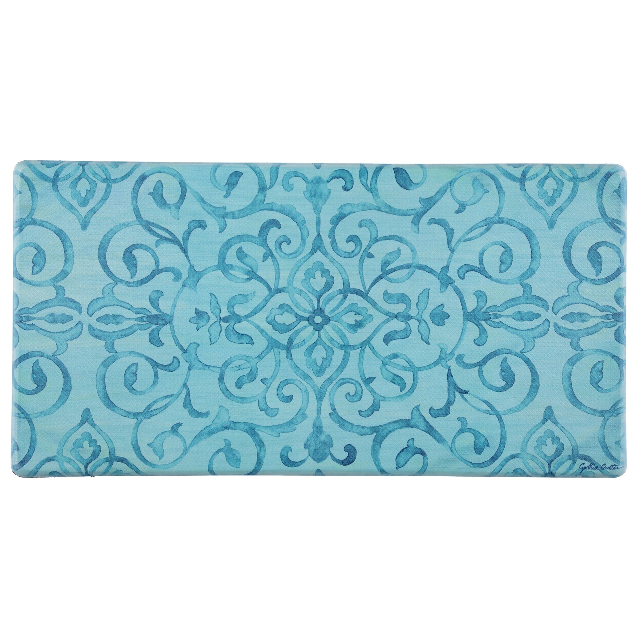 20"x39" Anti-Fatigue Embossed Floor Mat (RUSTIC MEDALLION) Blue Anti-Fatigue Mats - Tophatter Daily Deals