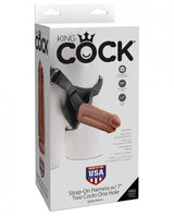 King Cock Strap On Harness with 7 inches Two Cocks One Hole Tan - Tophatter Daily Deals