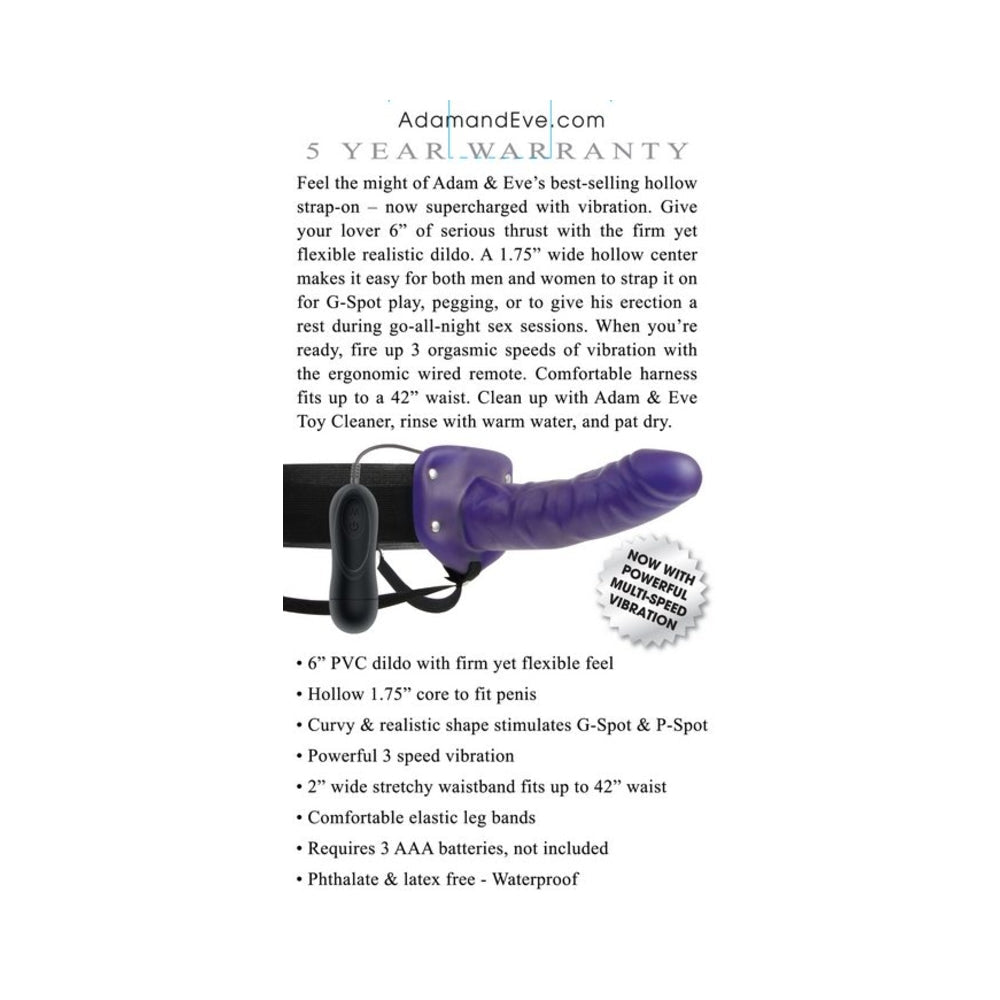 Adam & Eve Universal Vibrating Hollow Strap-on Silicone Purple - Tophatter Daily Deals