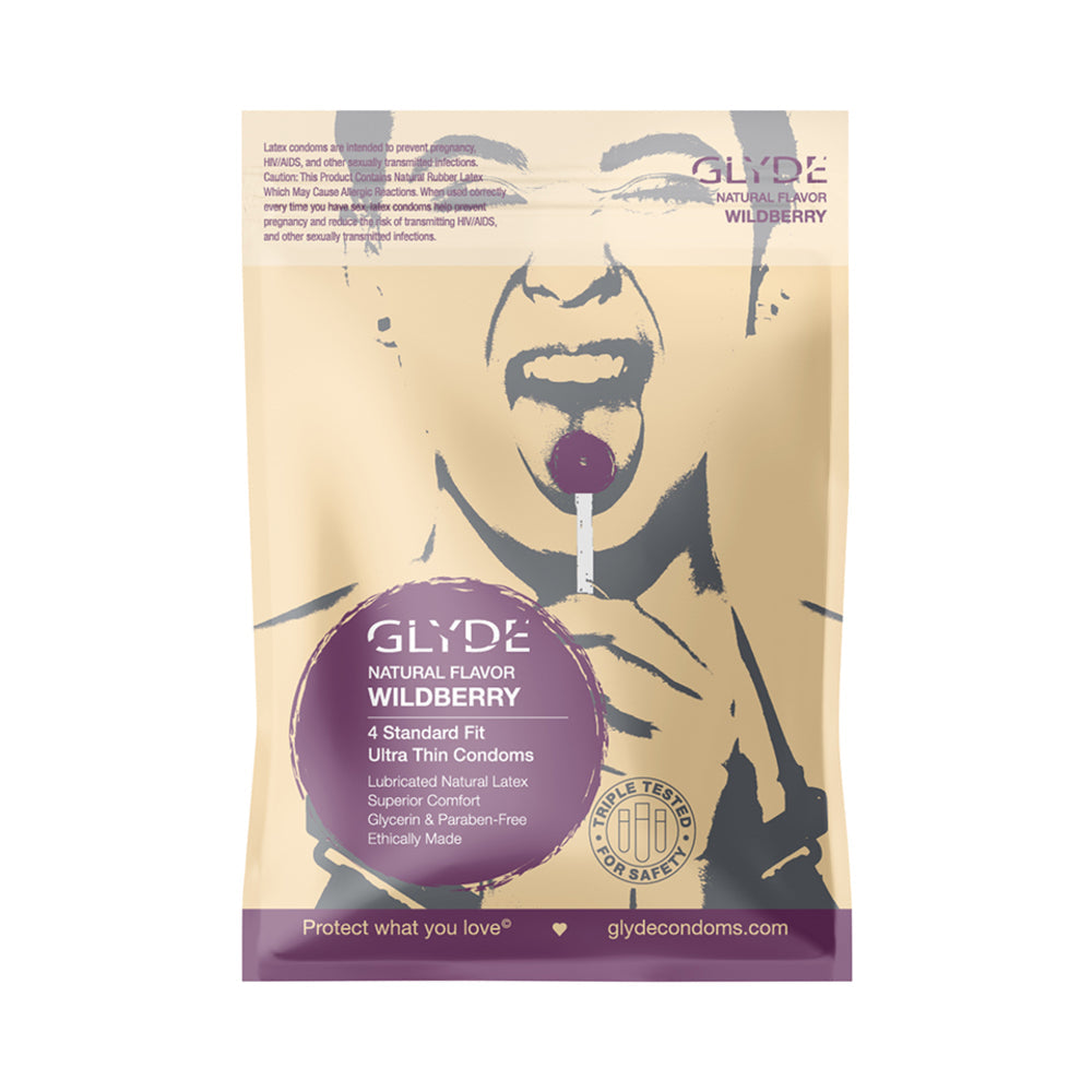 Glyde Ultra Natural Flavor 4pk Wildberry Condoms - Tophatter Daily Deals