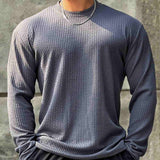 Moisture-Wicking Men Fitness Pullover - Body-Hugging Rib Gray - Tophatter Daily Deals