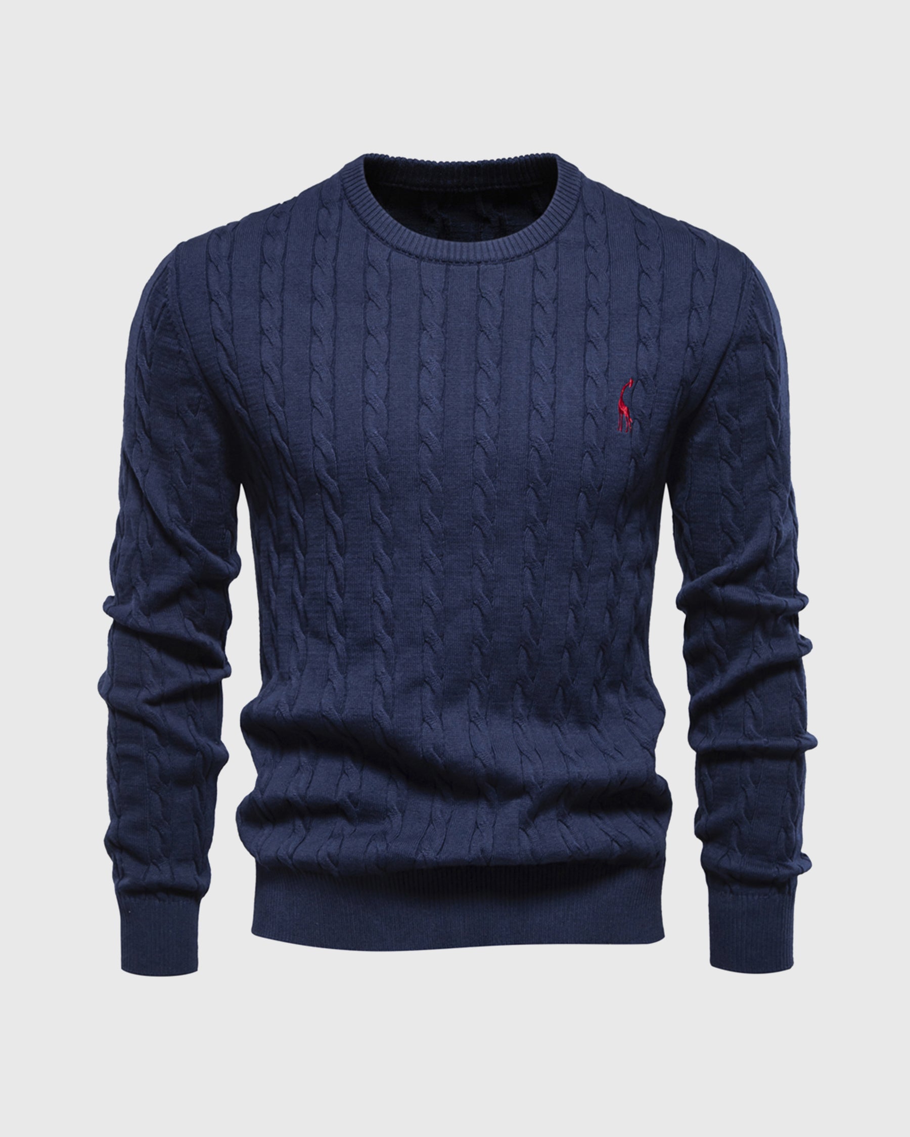 Soft Timeless Men's Cable Knit Sweater - Crewneck, Cotton Navy blue - Tophatter Daily Deals