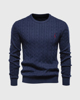 Soft Timeless Men's Cable Knit Sweater - Crewneck, Cotton Navy blue - Tophatter Daily Deals