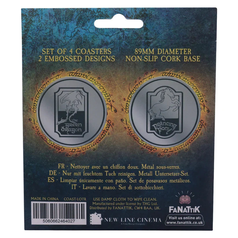 The Lord of the Rings - Set of 4 Embossed Metal Coasters Coaster Set - Tophatter Daily Deals