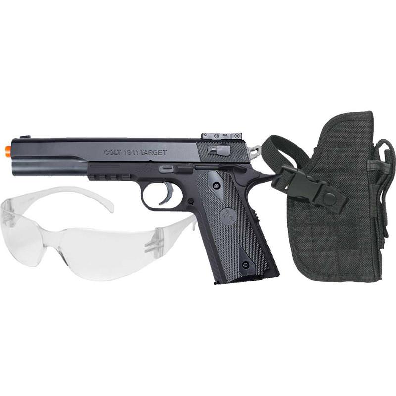 Colt 1911 Spring Airsoft Pistol Kit, Includes Holster and Safety Glasses Collectible Weapons - Tophatter Daily Deals