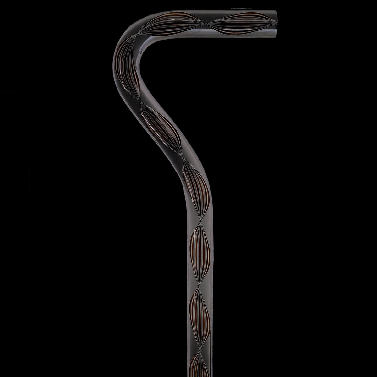 Obsidian Helix Cane: Sophisticated Black Twists, Clear Shaft Clear Lucite Walking Canes - Tophatter Daily Deals