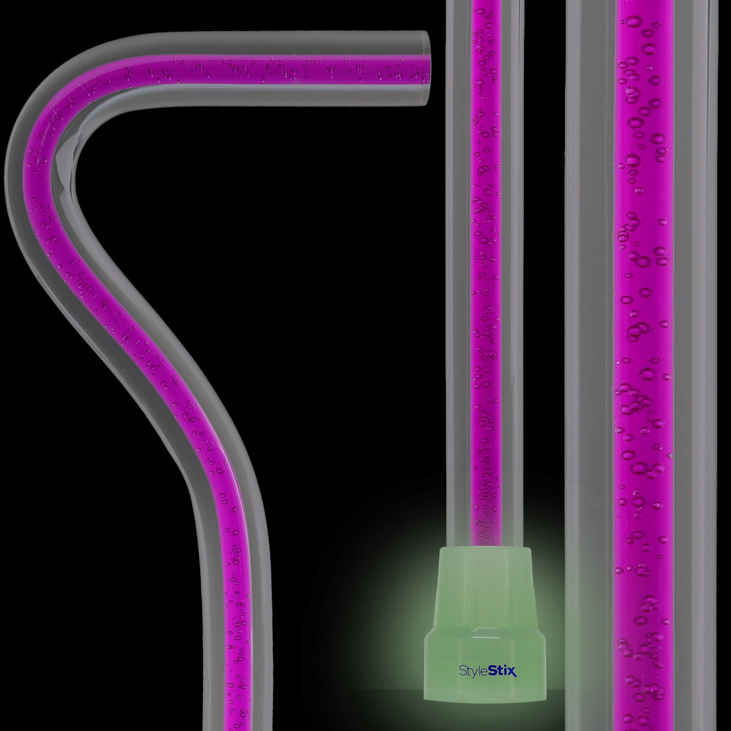 Amethyst Trace Cane: Purple Streak w/ Floating Bubbles in Clear Shaft Clear Lucite Walking Canes - Tophatter Daily Deals