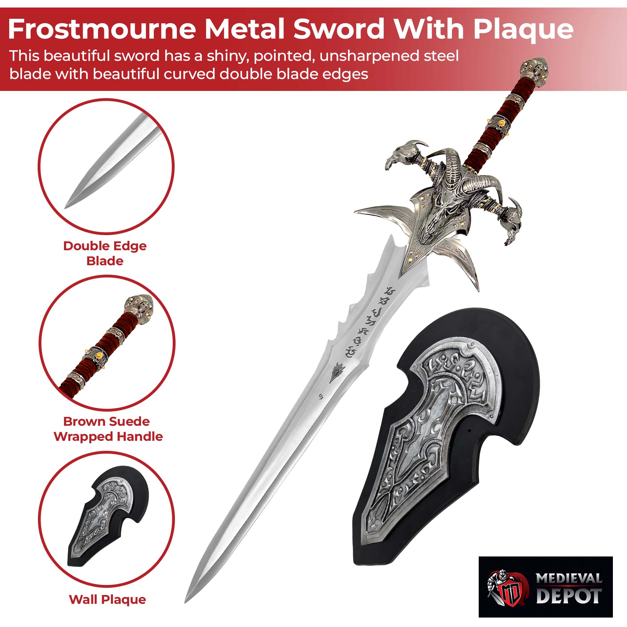 Cosplay Prop: WOW Frostmourne Lich King Arthas Metal Sword Replica With Plaque swords - Tophatter Daily Deals