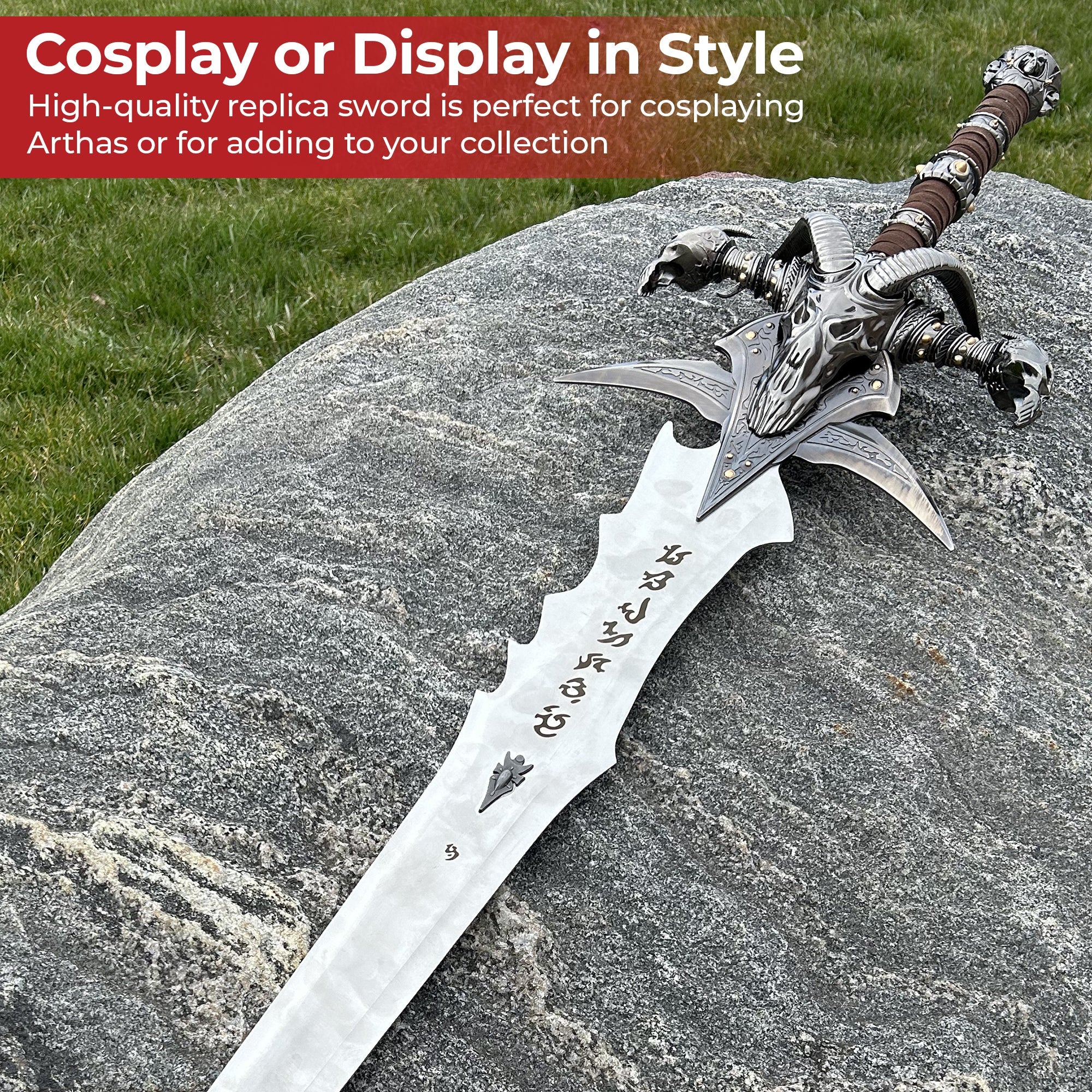 Cosplay Prop: WOW Frostmourne Lich King Arthas Metal Sword Replica With Plaque swords - Tophatter Daily Deals