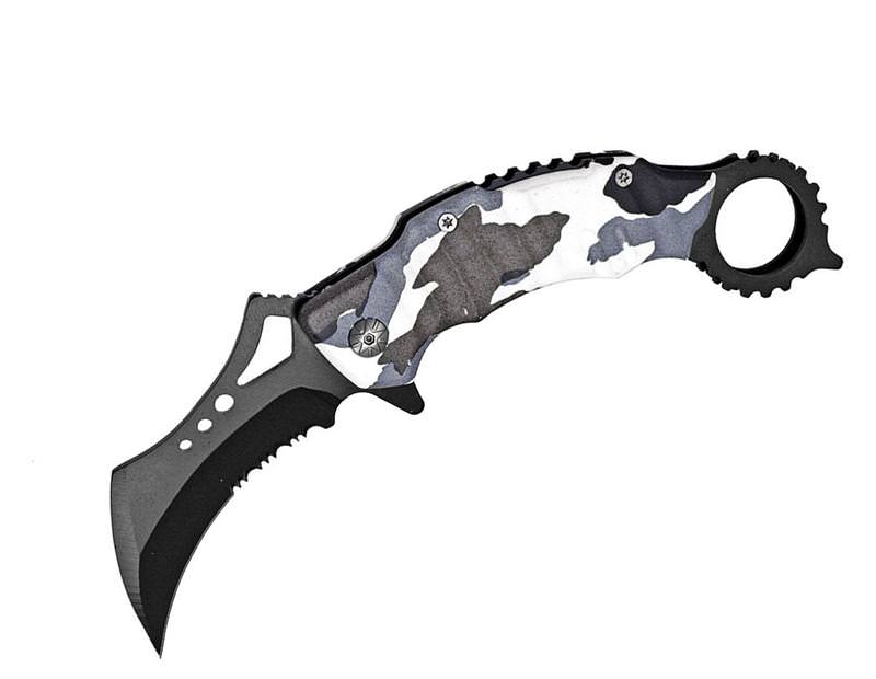 Snow Camo Handle Spring Assist Karambit Folder Knife - Tophatter Daily Deals