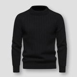 Warm Men's Waffle Knit Sweater - Crewneck, Wool, Winter Black - Tophatter Daily Deals