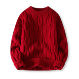 Warm Men’s Sweater - Cable Knit, Chunky, For Winter Red - Tophatter Daily Deals