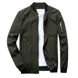 Lightweight Mens Bomber Jacket - Waist Length, Cotton Blend Army Green - Tophatter Daily Deals